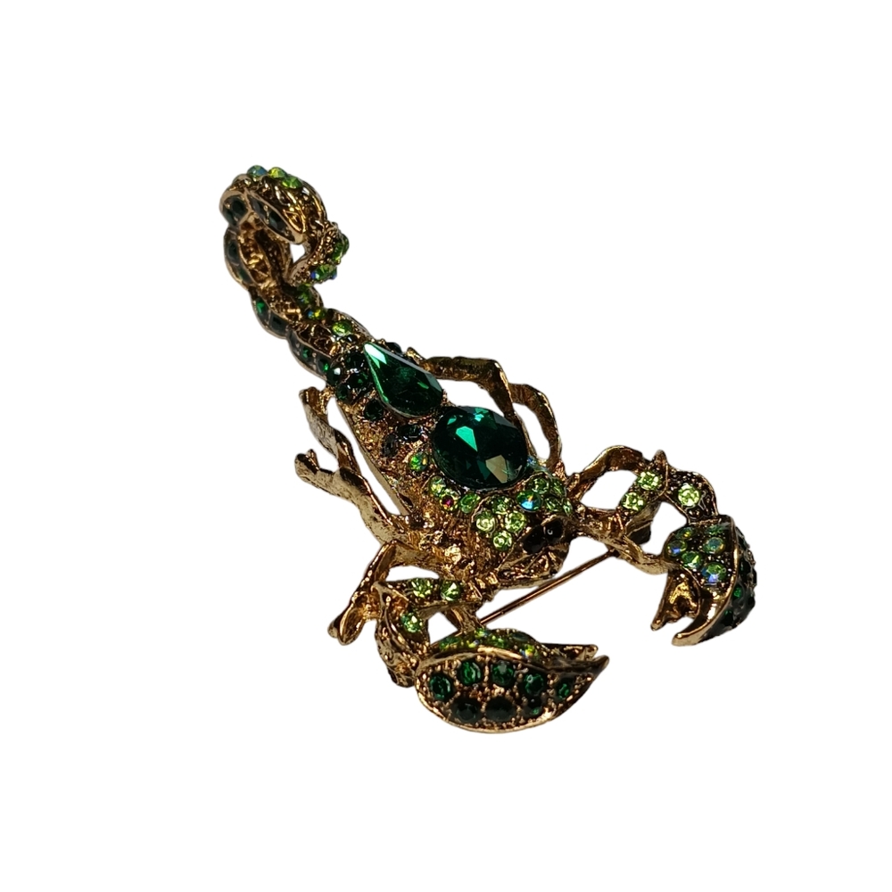 Scorpion Crystal Rhinestone Bling Articulated Stinger Brooch Pendant - Picture 10 of 13